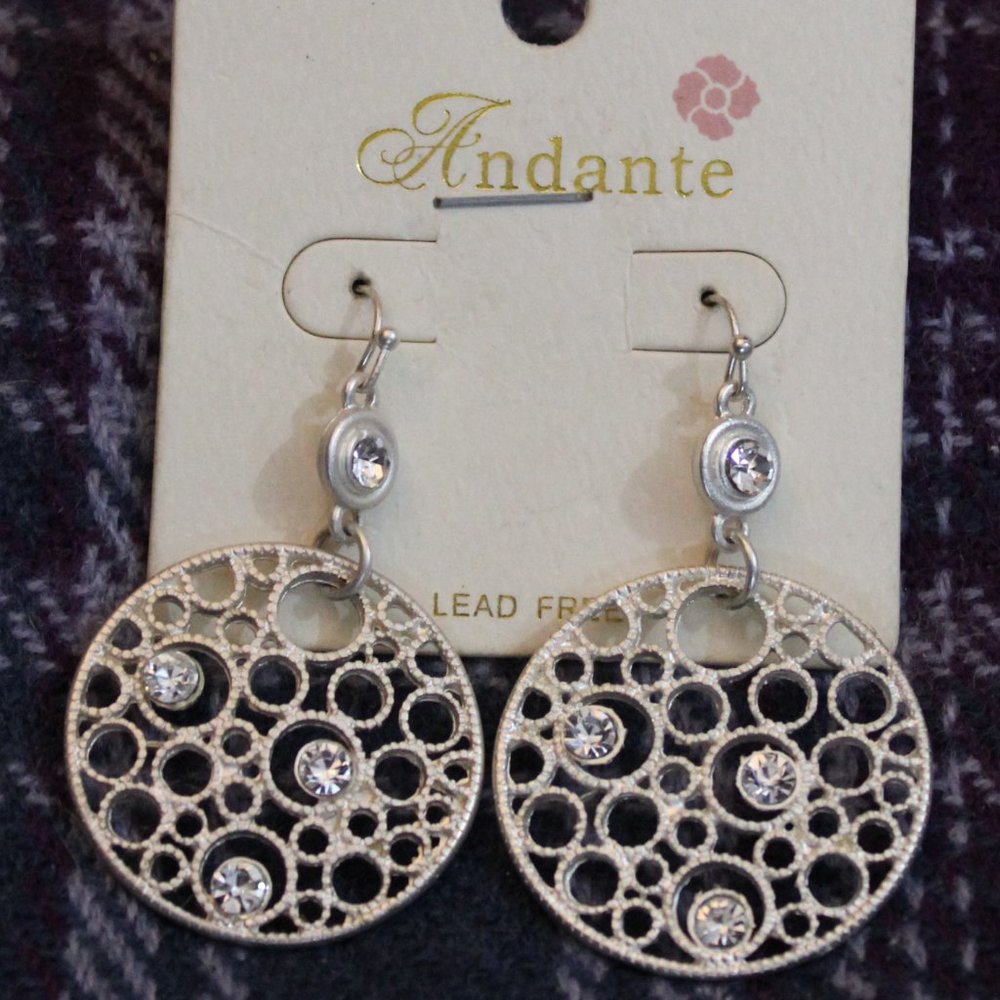 NWT Andante Rhinestone Pierced Earrings